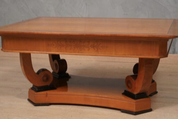 austrian art nouveau rectangular sofa table in cherrywood 1900s 7094