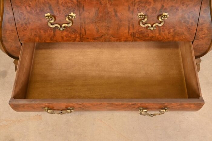 baker furniture dutch louis xv burled walnut bombay chest or commode 1356