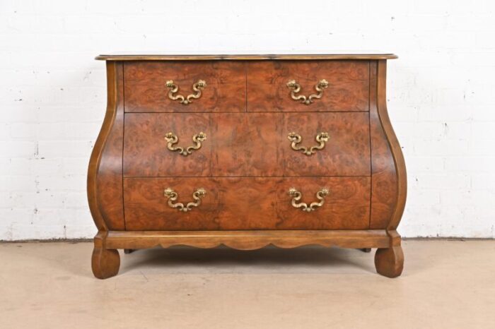 baker furniture dutch louis xv burled walnut bombay chest or commode 4318