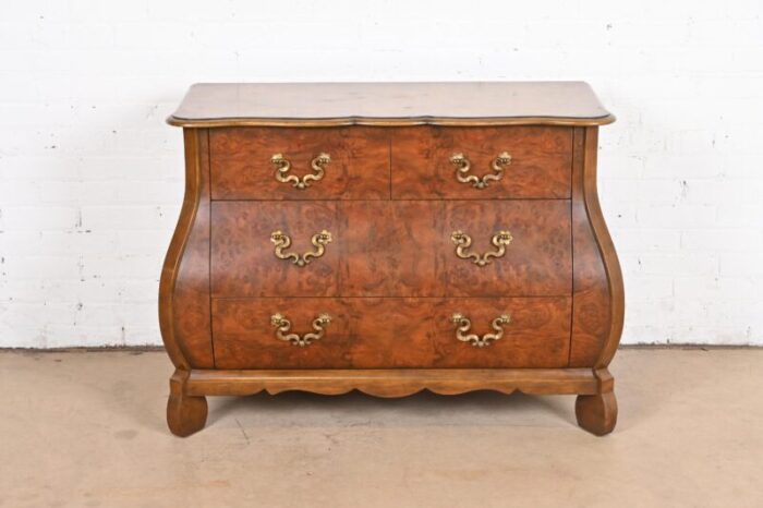 baker furniture dutch louis xv burled walnut bombay chest or commode 5125