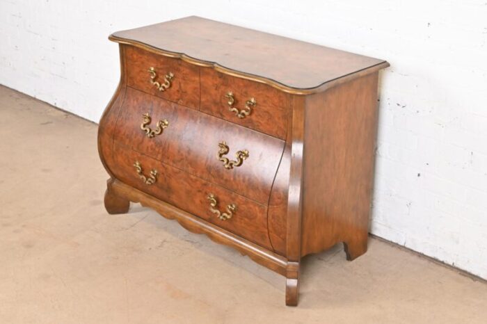 baker furniture dutch louis xv burled walnut bombay chest or commode 5143