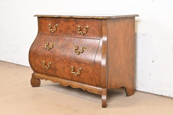 baker furniture dutch louis xv burled walnut bombay chest or commode 5243