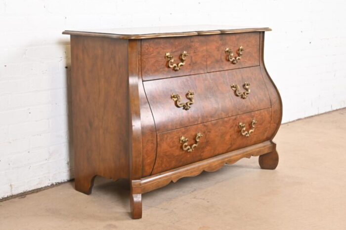 baker furniture dutch louis xv burled walnut bombay chest or commode 8548