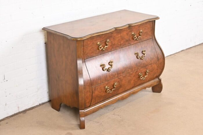 baker furniture dutch louis xv burled walnut bombay chest or commode 9632 1