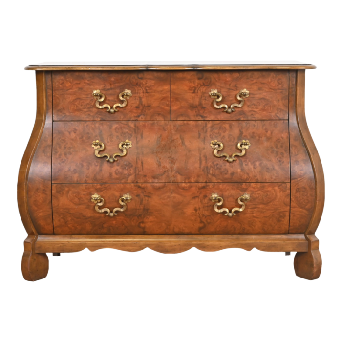 baker furniture dutch louis xv burled walnut bombay chest or commode 9632