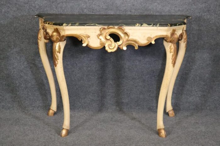 baker furniture faux marble paint decorated french louis xv console table 1042