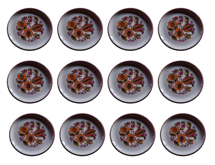 bali flat plates from boch belgium 1970s set of 12 3445