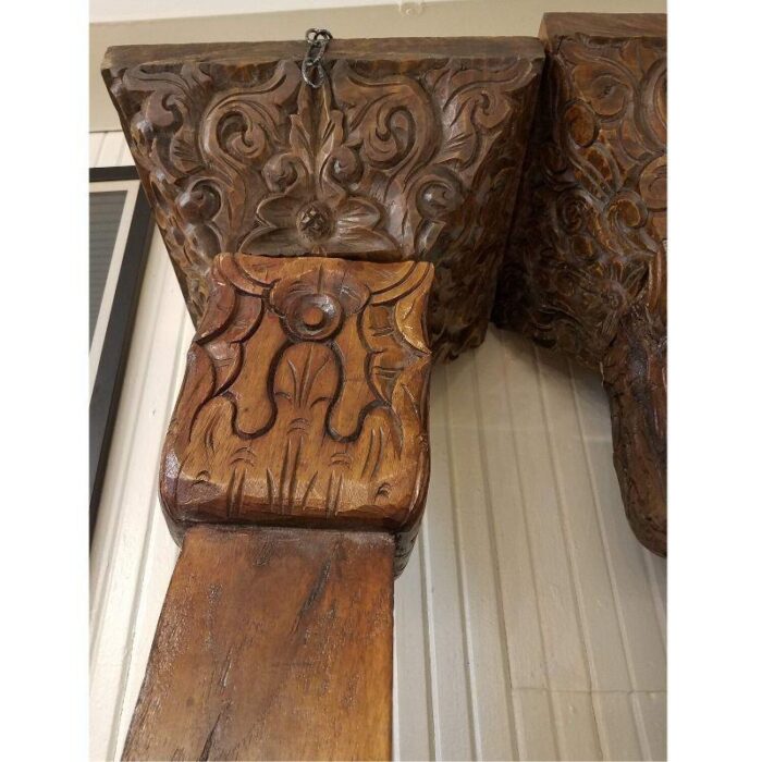 balinese carved teak columns a pair 0922