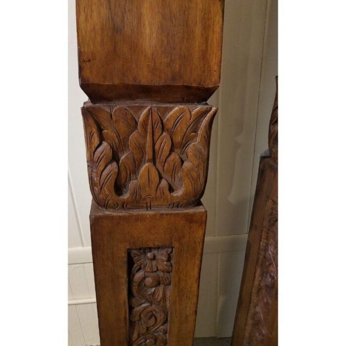 balinese carved teak columns a pair 2039