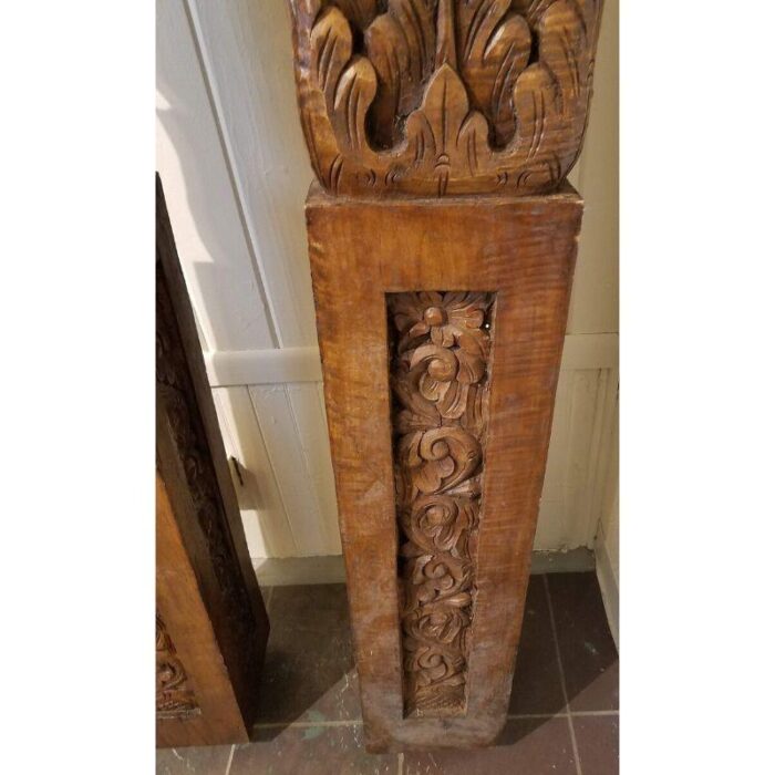 balinese carved teak columns a pair 2414