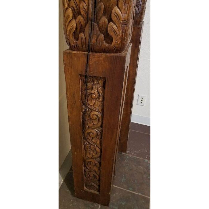 balinese carved teak columns a pair 3299