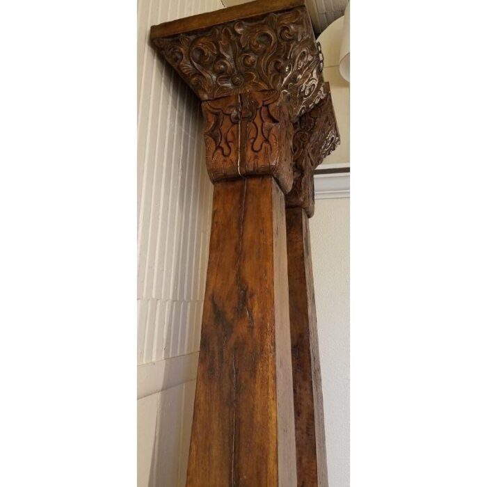 balinese carved teak columns a pair 3463