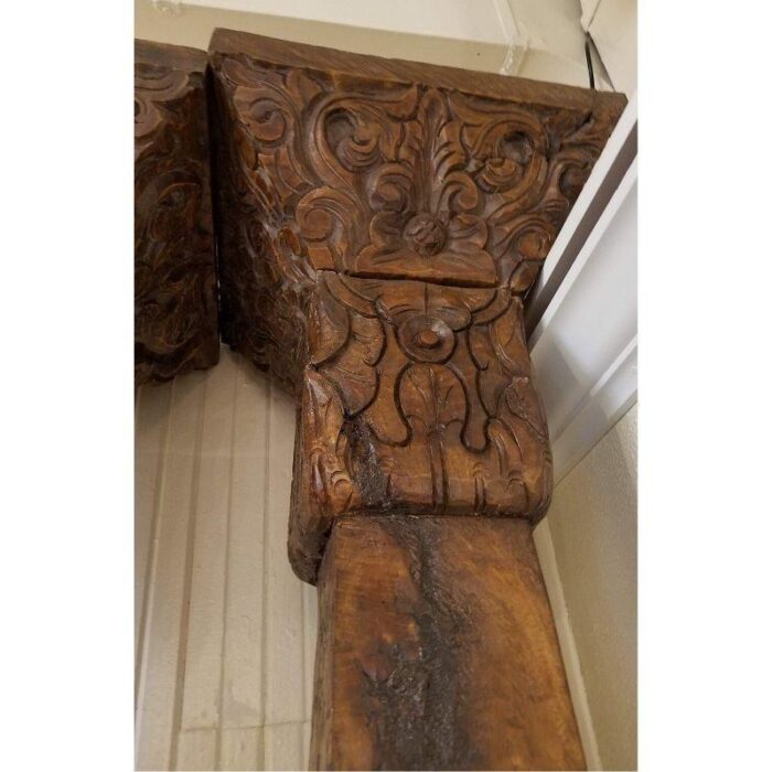 balinese carved teak columns a pair 5011