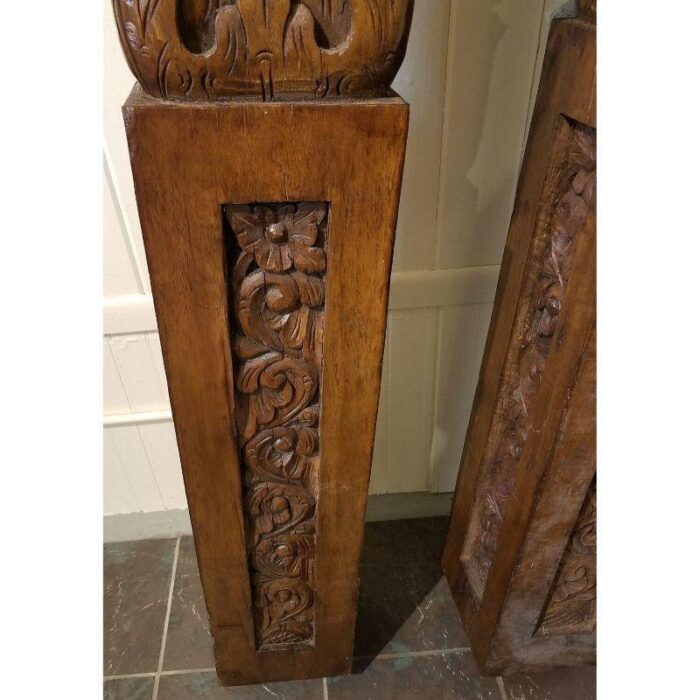 balinese carved teak columns a pair 5567