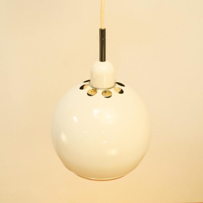 ball lamp in white painted metal 1970s 3