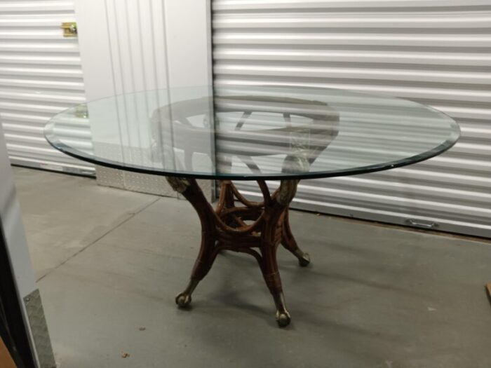 bamboo dining table with ball and claw feet 1950