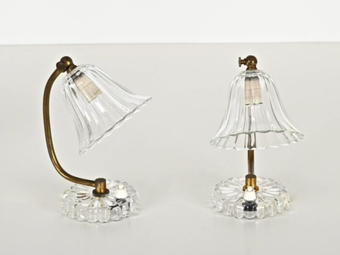 bell table lamps in murano glass and brass attributed to barovier for erco italy 1940s set of 2 13