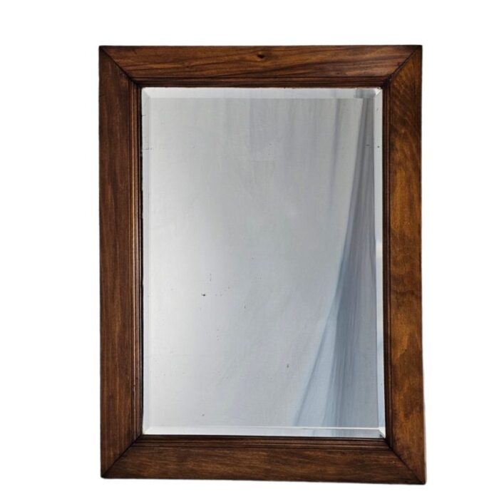 beveled glass walnut frame wall mirror 1092