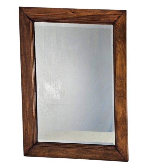 beveled glass walnut frame wall mirror 3513