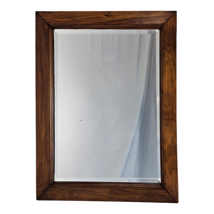 beveled glass walnut frame wall mirror 9668