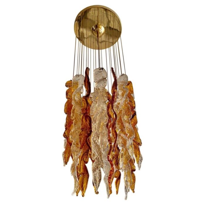 bicolor cascade pendant in glass murano from mazzega 1970s 1