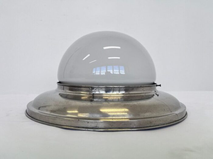 big bauhaus chrome ceiling lamps 1930s set of 3 8