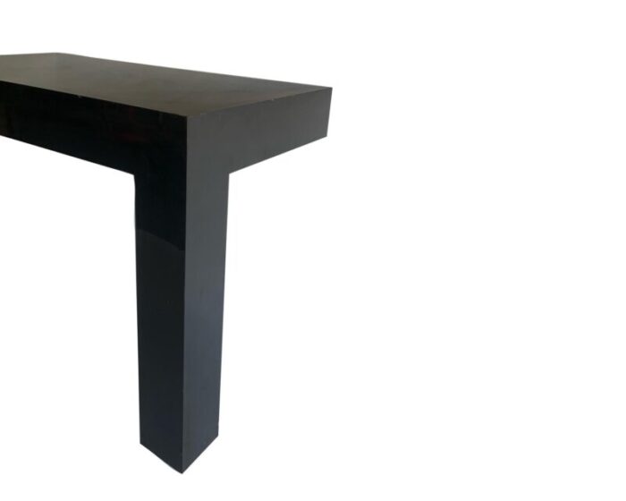 black syroco parsons style wall mount small two legged side table 0559