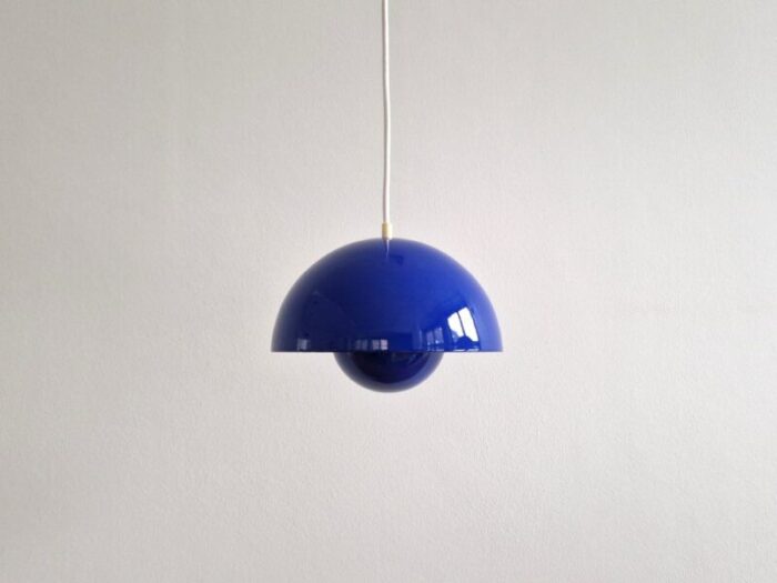 blue flowerpot pendant lamp by verner panton for louis poulsen denmark 1968 1