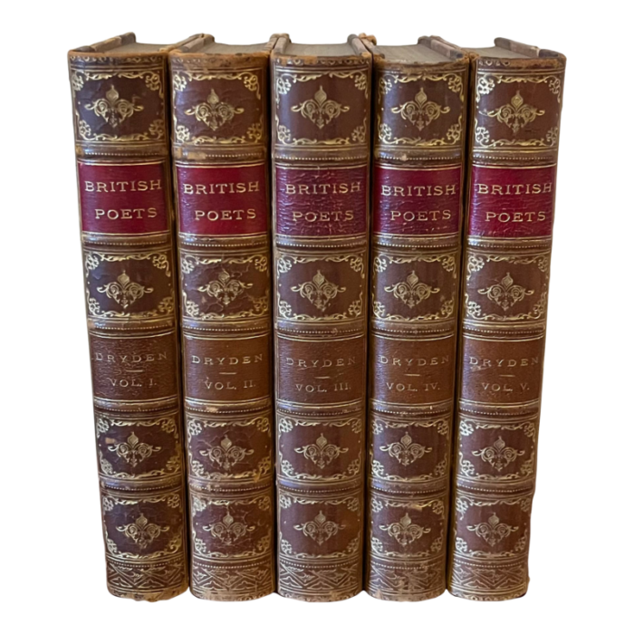 books british poets john dryden fine leather bindings a set of 5 3670