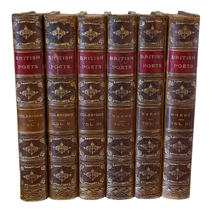 books british poets samuel taylor coleridge and robert burns fine leather bindings a set of 6 3786