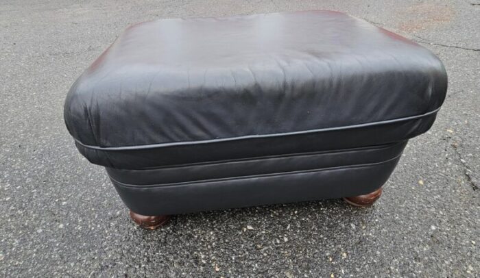 bradington young black top grain leather ottoman 3811