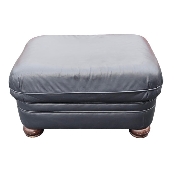 bradington young black top grain leather ottoman 4173