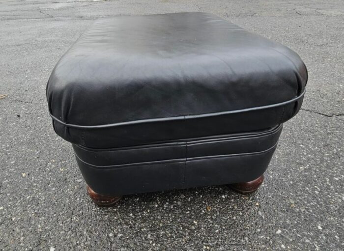 bradington young black top grain leather ottoman 4250