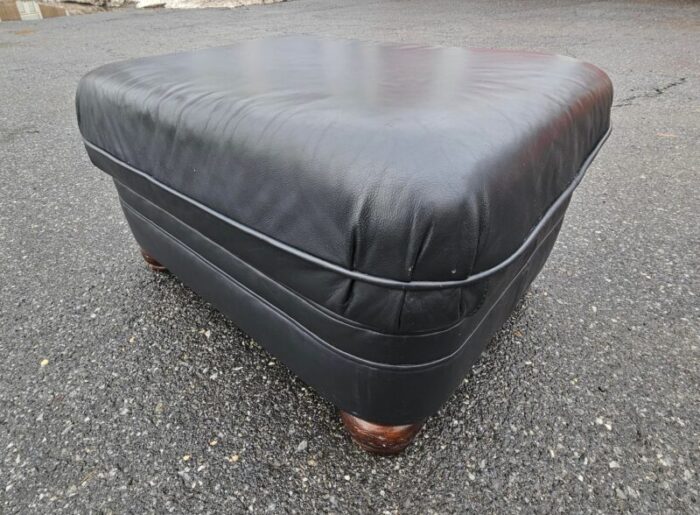 bradington young black top grain leather ottoman 9036