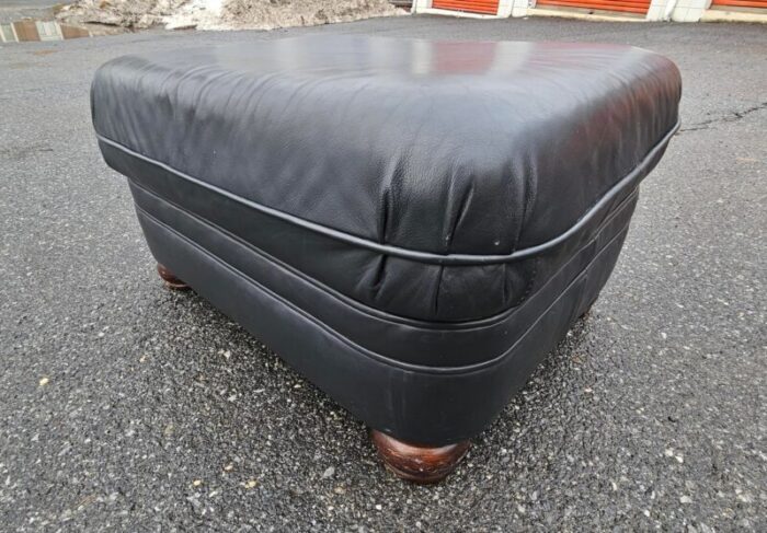 bradington young black top grain leather ottoman 9317