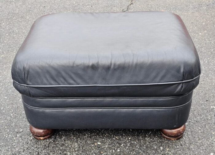 bradington young black top grain leather ottoman 9932