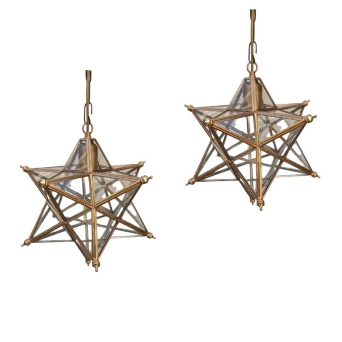 brass and crystal ceiling lamp set of 2 1