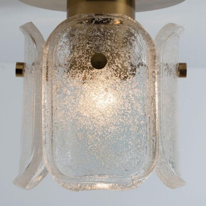 brass and frosted glass flush mount by egon hillebrand for hille 1970s 4