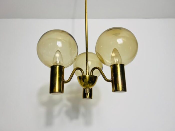 brass and glass chandelier attributed to hans agne jakobsson sweden 1960s 4