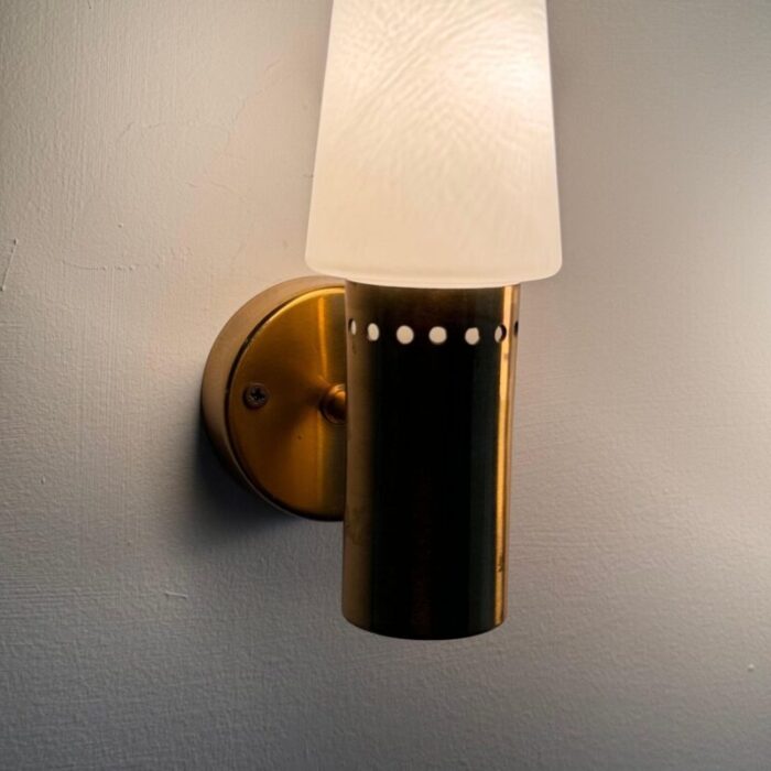 brass and white opaline glass wall lights from hans agne jakobsson ab markaryd sweden 1960s set of 2 11