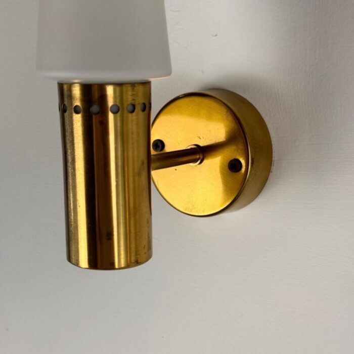 brass and white opaline glass wall lights from hans agne jakobsson ab markaryd sweden 1960s set of 2 6