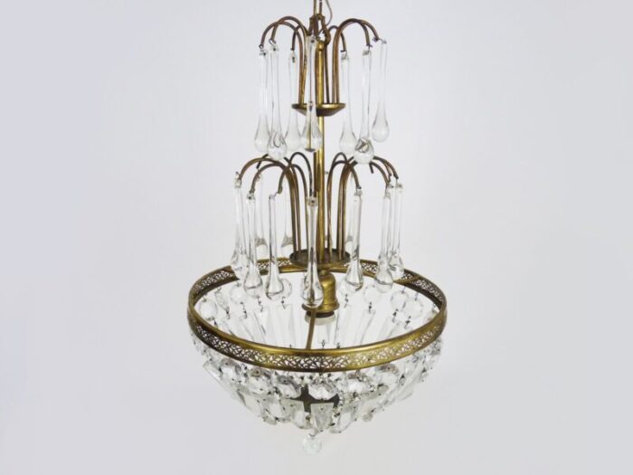 brass crown ceiling light 1970s 4