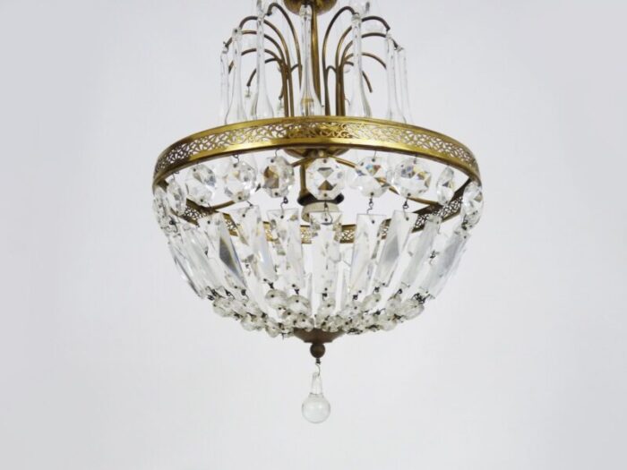 brass crown ceiling light 1970s 7