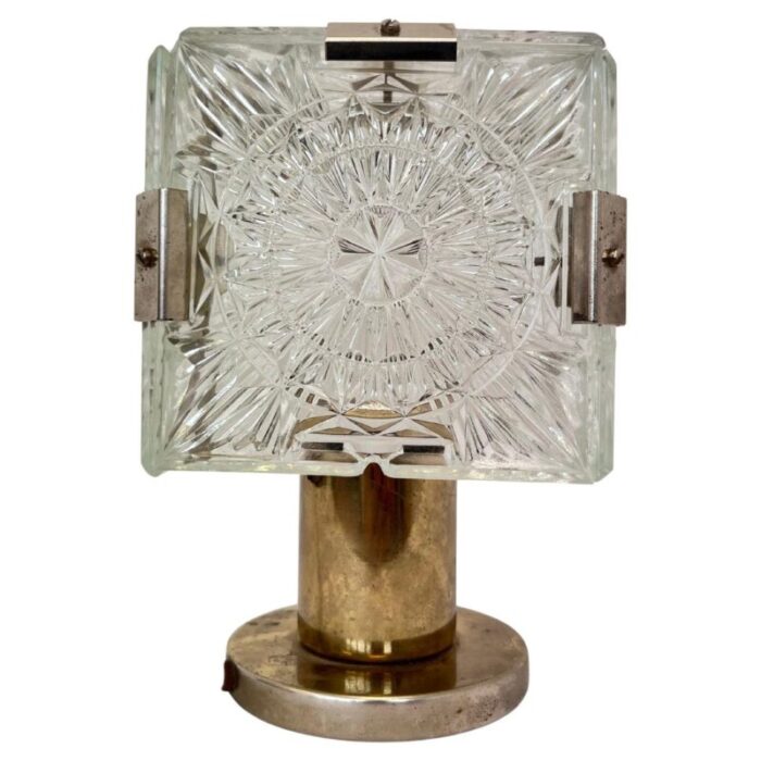 brass crystal table lamp attributed to kamenicky senov 1970s 1