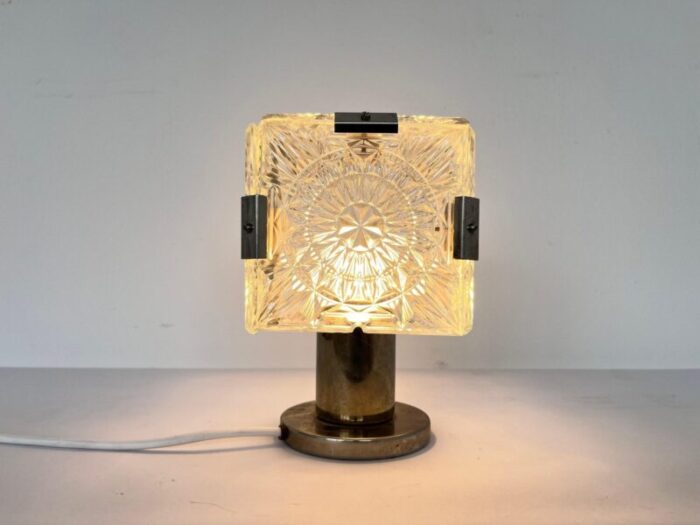 brass crystal table lamp attributed to kamenicky senov 1970s 2