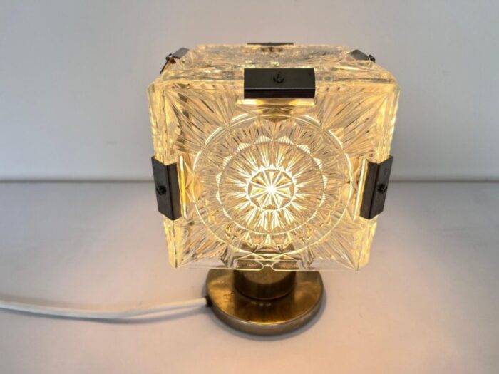 brass crystal table lamp attributed to kamenicky senov 1970s 4