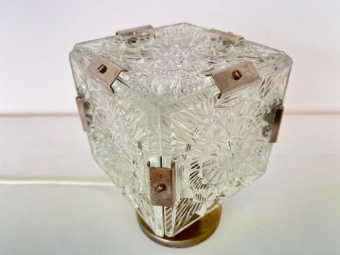 brass crystal table lamp attributed to kamenicky senov 1970s 8