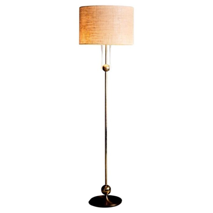 brass floor lamp with round brass base 1960s 1