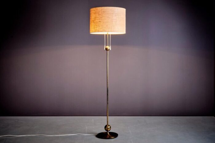 brass floor lamp with round brass base 1960s 3