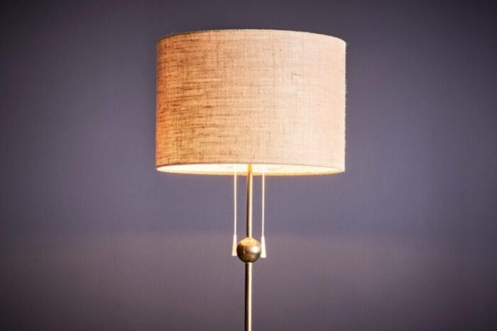 brass floor lamp with round brass base 1960s 4